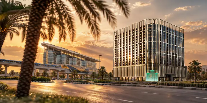 The architecture at sunset