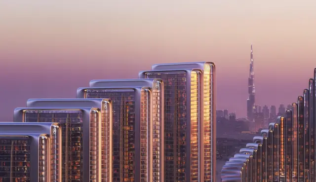 Tower façades and Dubai views